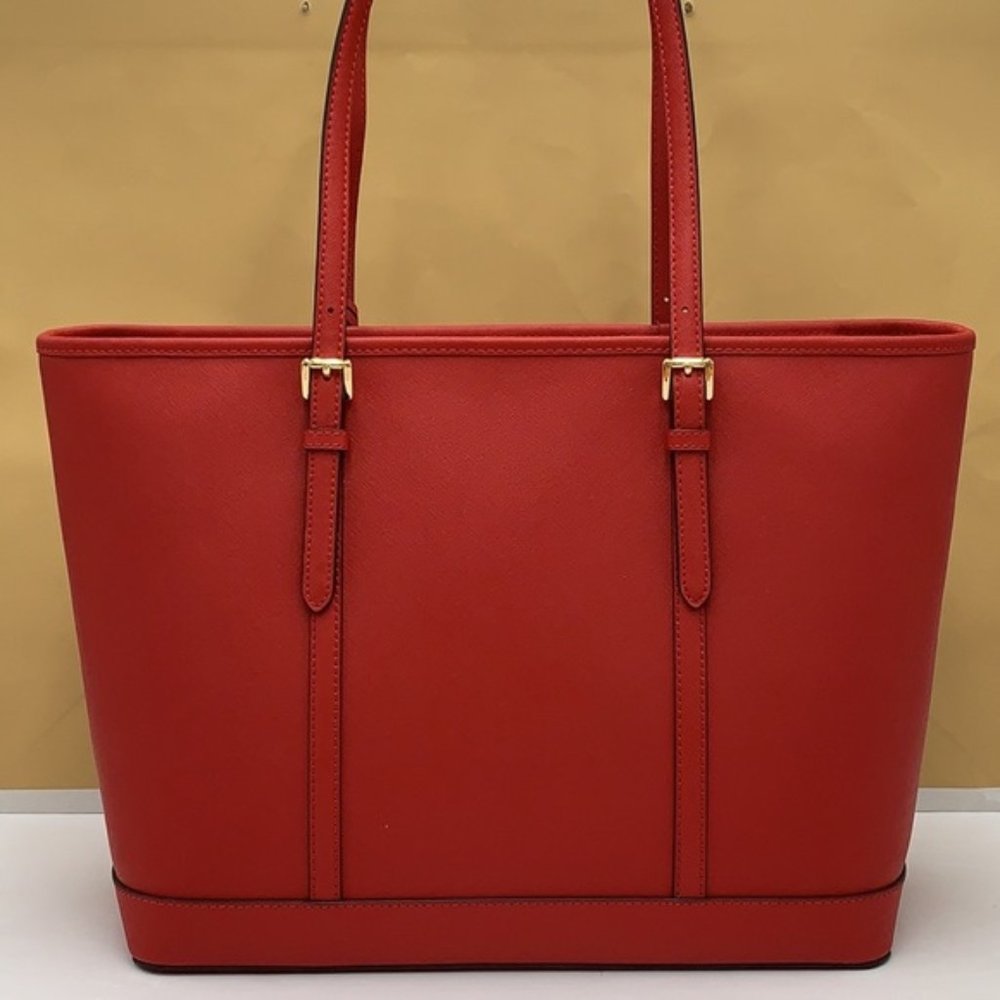 MICHAEL KORS JET SET TRAVEL LARGE TOP ZIP SHOULDER TOTE FLAME - Picture 6 of 16